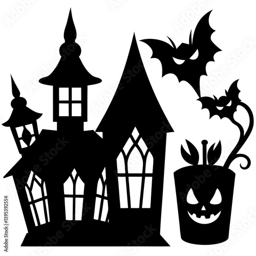 Spooky Halloween lanterns with flickering candles. Great for spooky posters, prints, and event decorations.