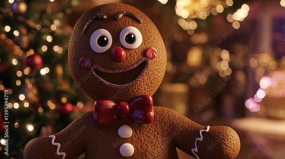 custom made wallpaper toronto digitalChristmas gingerbread man cookie with icing decoration on a wooden background