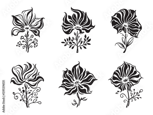 Delphinium Line Art Detailed Artistic Depictions of Beautiful Flower Blooms 