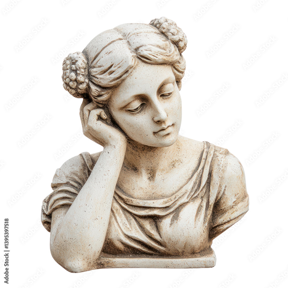 Obraz premium Artistic marble bust sculpture museum display cutout background serene environment close-up view classical concept