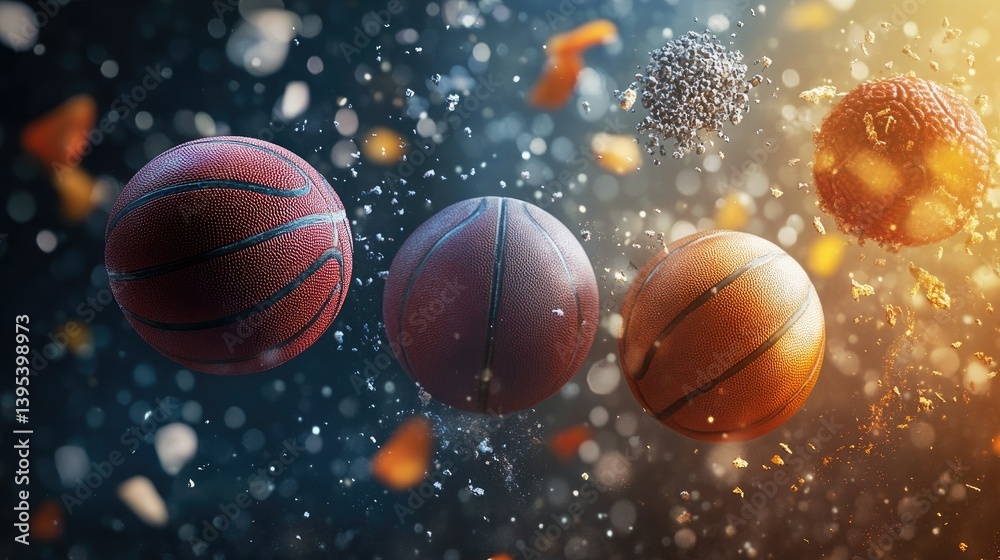 Floating Basketballs in Dynamic Composition with Water Droplets and Particles Floating Basketballs in Dynamic Composition with Water Droplets and Particles