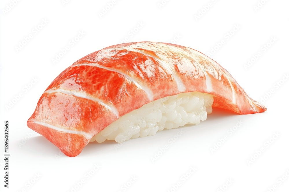 Close-up of Delicious Salmon Nigiri Sushi on White Background Close-up of Delicious Salmon Nigiri Sushi on White Background