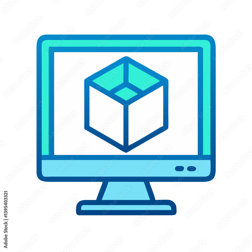 3D Design on Computer Screen Icon Design 3D Design on Computer Screen Icon Design