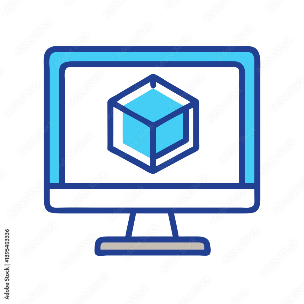 3D Design on Computer Screen Icon Design 3D Design on Computer Screen Icon Design