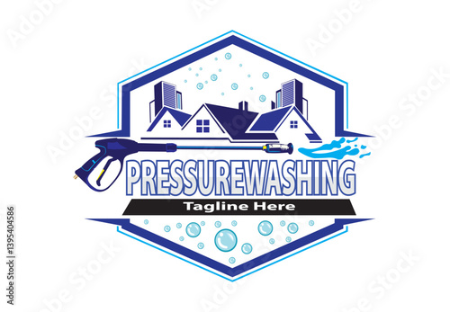 Pressure Washing logo, Pressure Washing Gun logo, Blue washing gun, 