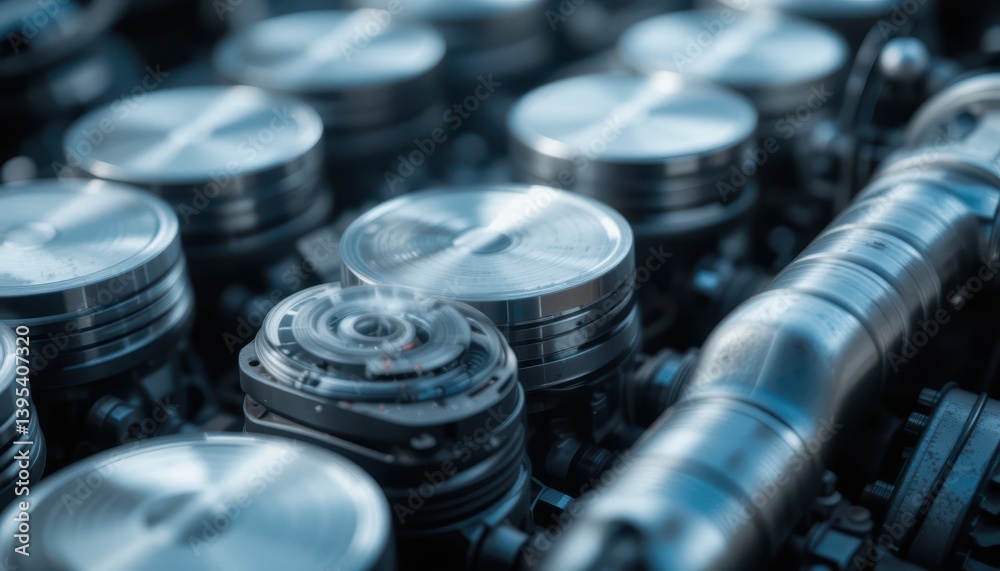 Close-up View of Engine Piston Components and Machinery Details Close-up View of Engine Piston Components and Machinery Details