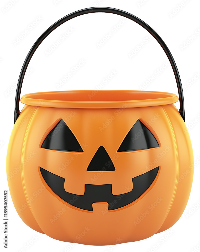 Halloween pumpkin bucket isolated on transparent background.