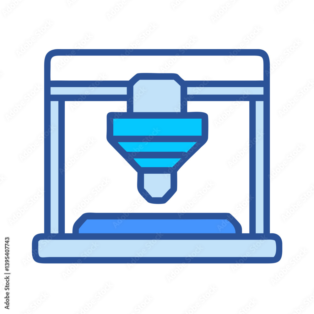 3D Printer with Layered Tray Icon Design 3D Printer with Layered Tray Icon Design