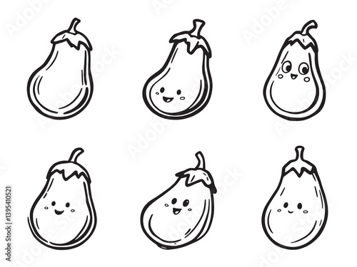 Eggplant line art simple botanical illustration vintage food outline drawing 