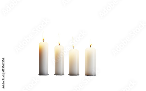 Four lit candles glowing softly against a black background creating a peaceful and serene atmosphere Warm light and