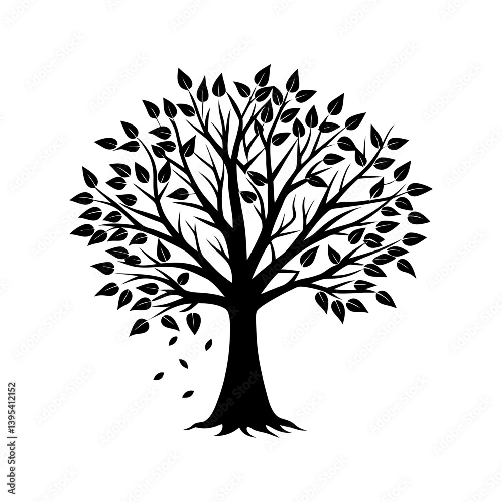 Obraz premium Fall Tree Silhouette vector illustration