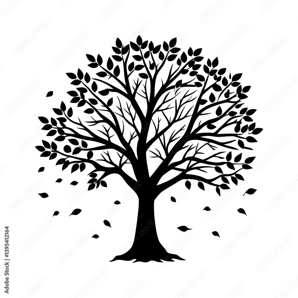 Obraz premium Fall Tree Silhouette vector illustration
