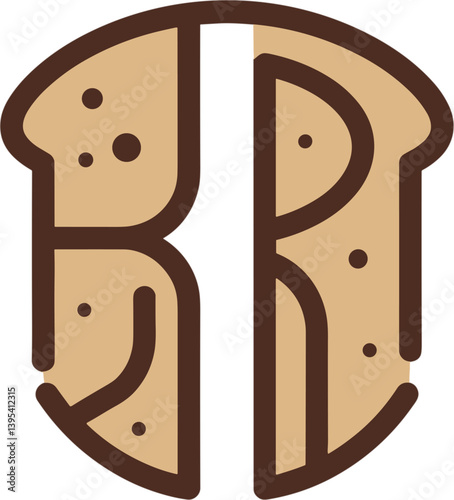 Toasted Delight: An artistic, isolated illustration of sliced bread showcases the essence of a simple, satisfying treat. A graphic interpretation of a classic snack.