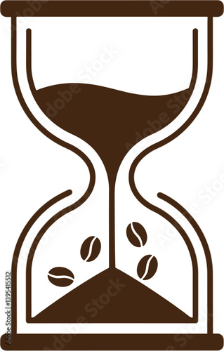 Coffee Hourglass: A stylized coffee hourglass, representing time and the perfect brew, with coffee beans at the bottom.