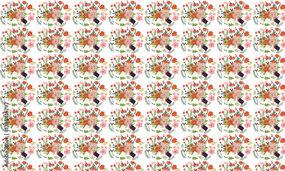Elegant Floral Pattern with Bouquets Elegant Floral Pattern with Bouquets