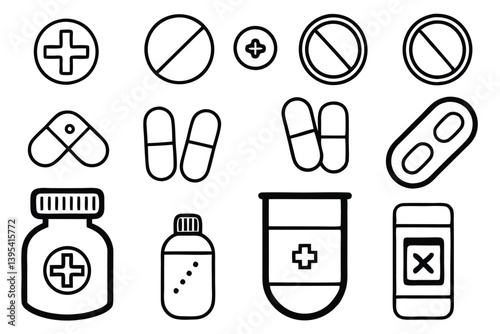 set of pile line art 