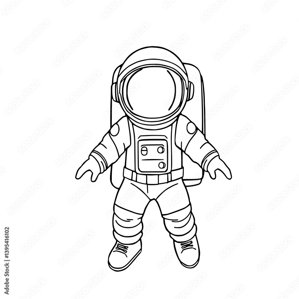 Obraz premium Astronaut Illustration: An astronaut in a spacesuit, the embodiment of exploration and the cosmos, captured in a simple and elegant illustration style.