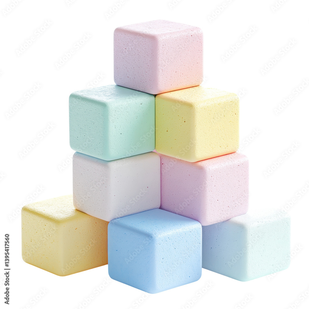 Colorful pastel building blocks stacked in a pyramid formation on a white background showcasing a playful arrangement, Transparent Background PNG Colorful pastel building blocks stacked in a pyramid formation on a white background showcasing a playful arrangement, Transparent Background PNG