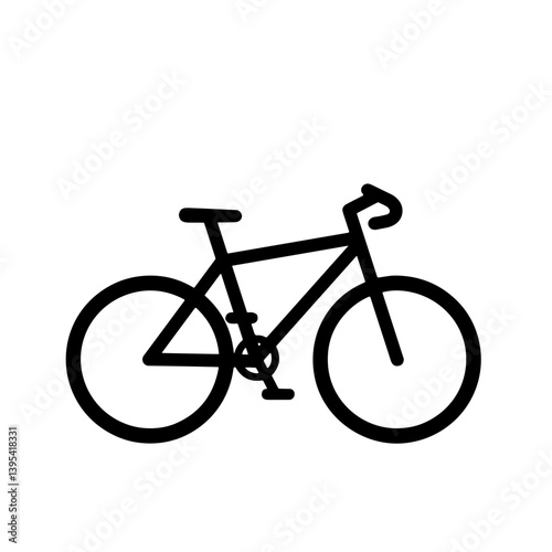 Minimalist black-and-white line art illustration of a bicycle showcasing essential design elements