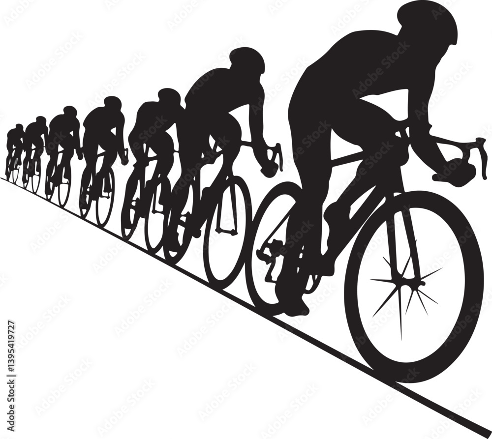 Obraz premium cycle racing silhouette vector art