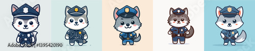cute wolf vector police costume