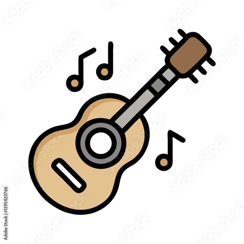 Acoustic Guitar with Sound Hole Icon Design