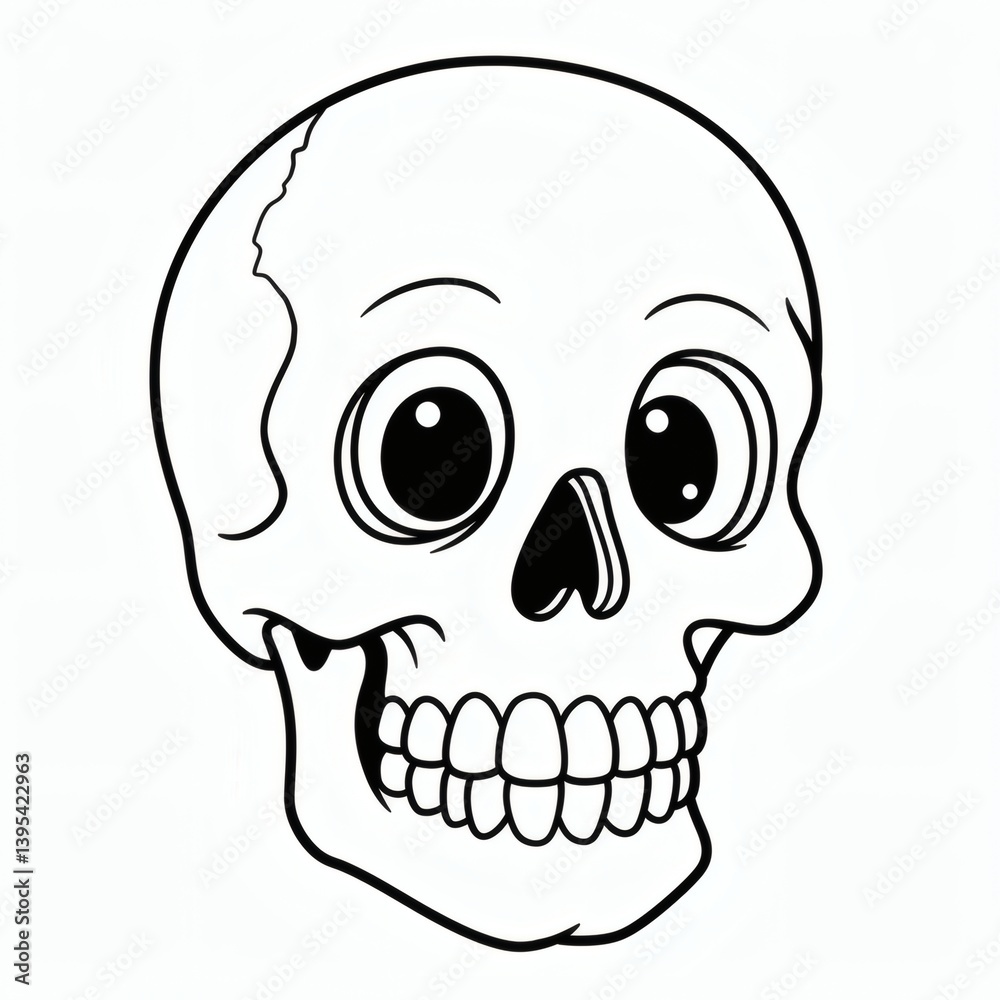 Skull cartoon outline isolated on white background - for coloring page Skull cartoon outline isolated on white background - for coloring page