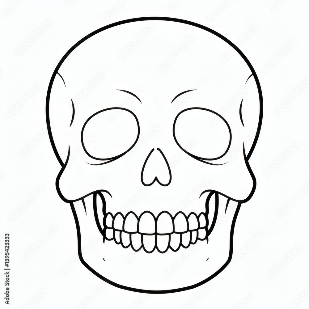 Skull cartoon outline isolated on white background - for coloring page Skull cartoon outline isolated on white background - for coloring page