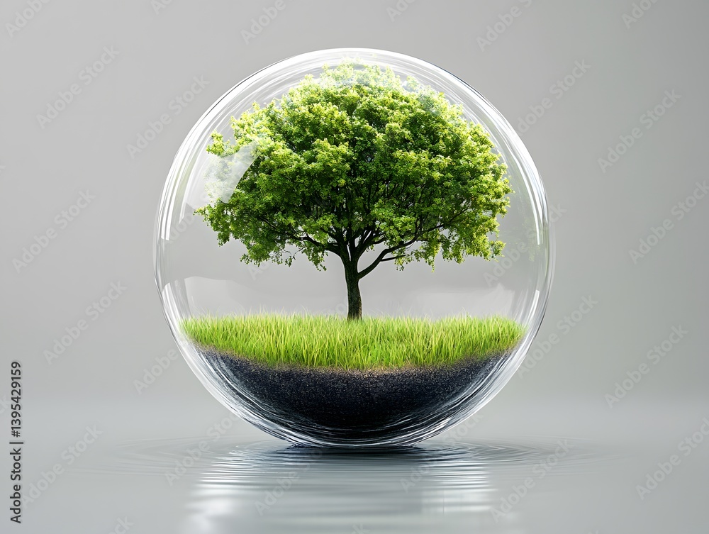 Green Tree Growth Symbolizing Ecological Balance and Environmental Conservation, tree in the globe Green Tree Growth Symbolizing Ecological Balance and Environmental Conservation, tree in the globe