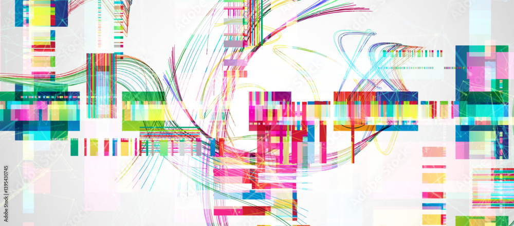 Abstract colorful background with different elements and lines. Color chaos. Vector illustration.