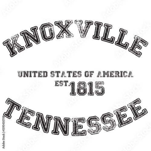 vintage college varsity tennessee's knoxville city slogan emblem print with grunge effect for graphic tee t shirt or sweatshirt - vector