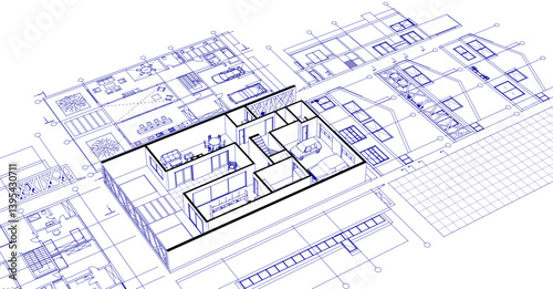 house project architectural sketch 3d	
