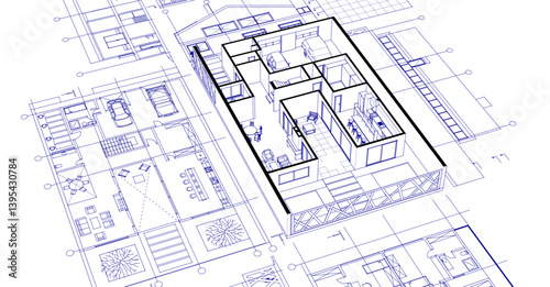 house project architectural sketch 3d	
