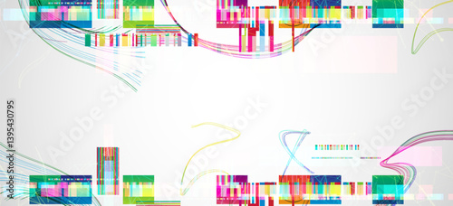 Obraz na płótnie Abstract colorful background with different elements and lines. Color chaos. Vector illustration. w salonie