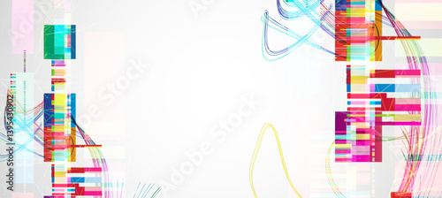 Obraz na płótnie Abstract colorful background with different elements and lines. Color chaos. Vector illustration. w salonie