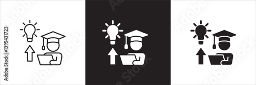 Business education icon. Business economy bachelor icons. Educated employee symbol. Icon symbol compatible for management, idea, scholar, scholarship, learning, study. Vector illustration