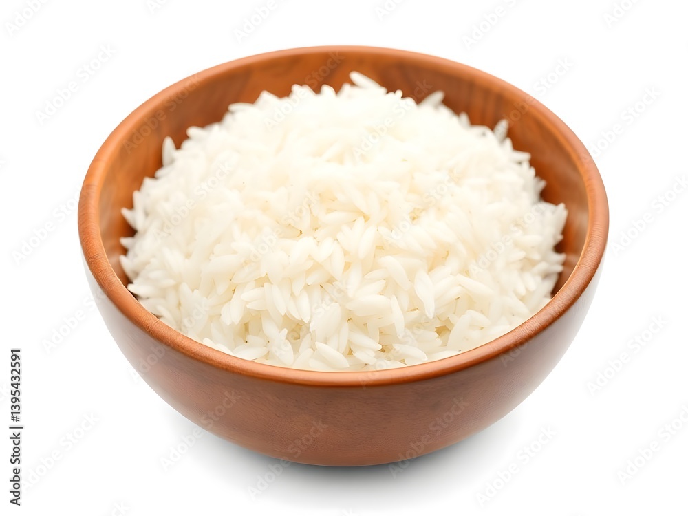 Delicious White Rice in a Bowl Isolated on White Background - Healthy Meal Option Delicious White Rice in a Bowl Isolated on White Background - Healthy Meal Option