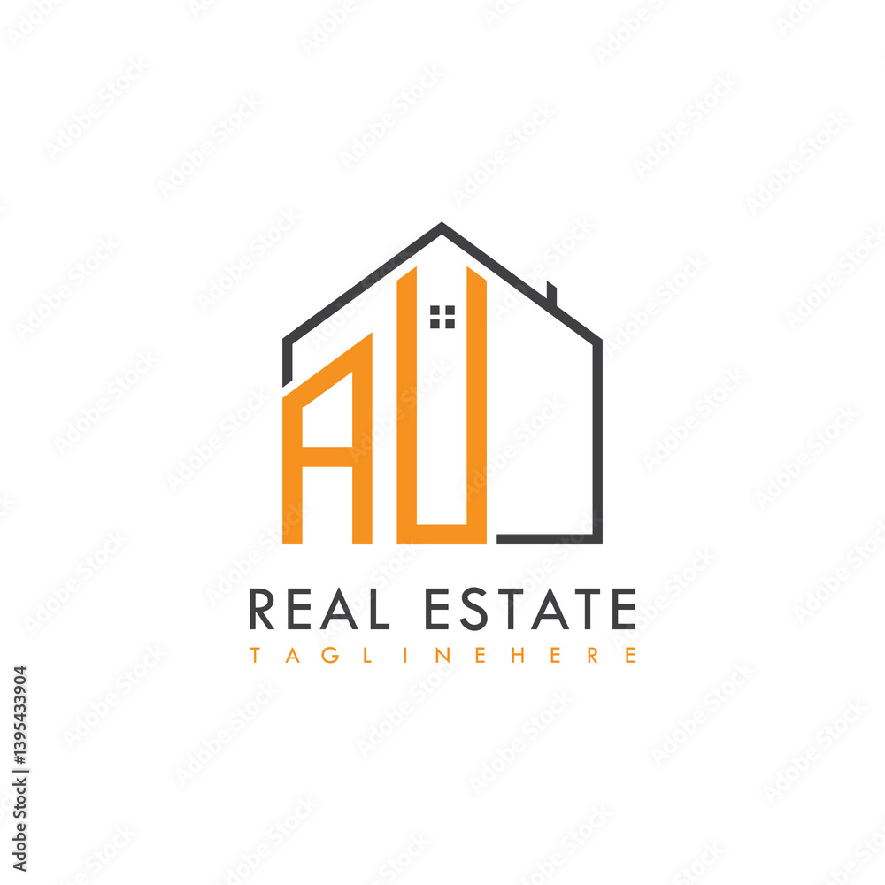 Fototapeta premium initial monogram logo for real estate With home shape creative design. 