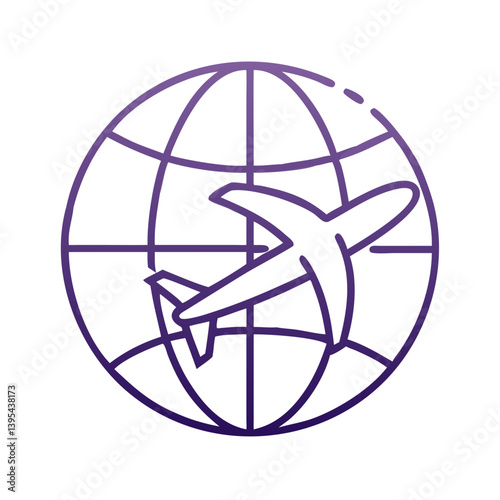 Airplane Flying Around Globe Icon Design