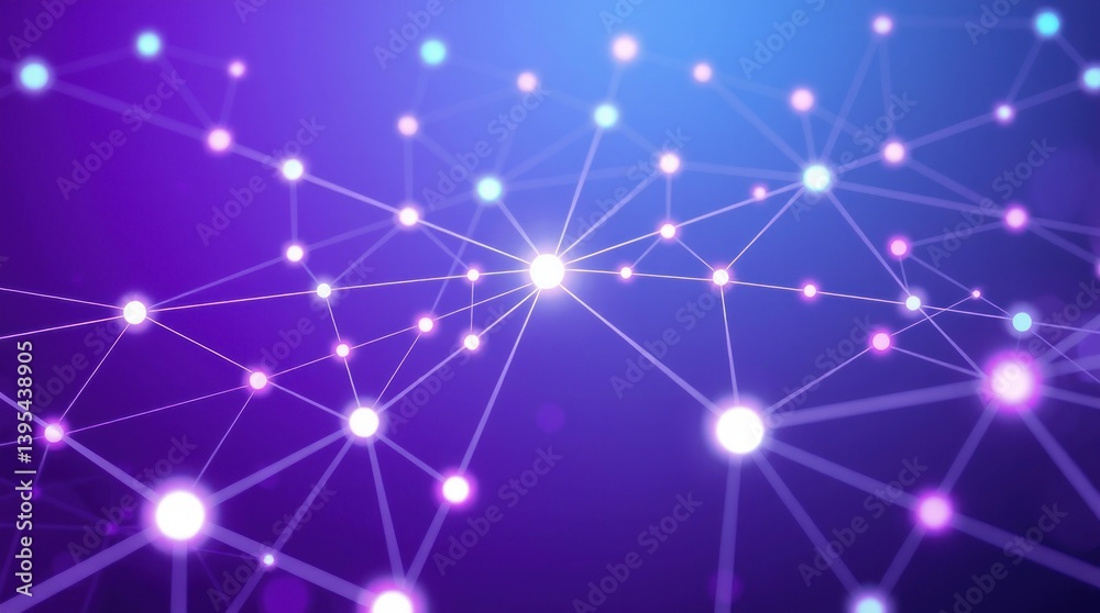 Abstract network connectivity graphic. A complex network of glowing points and lines Abstract network connectivity graphic. A complex network of glowing points and lines
