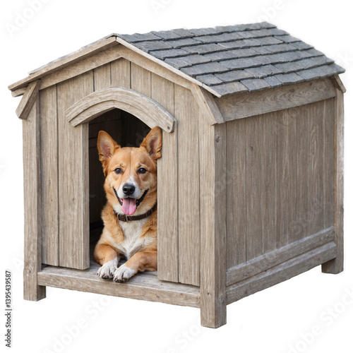 Tan dog house 3d art illustration transparent background isolated png stock