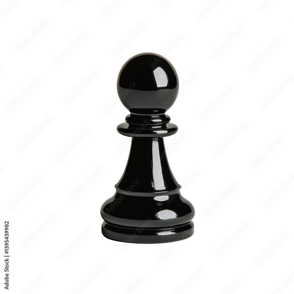 Black chess pawn displayed on a white background highlighting its glossy finish and detailed craftsmanship, Transparent Background PNG Black chess pawn displayed on a white background highlighting its glossy finish and detailed craftsmanship, Transparent Background PNG
