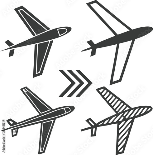 set of airplanes vector illustration