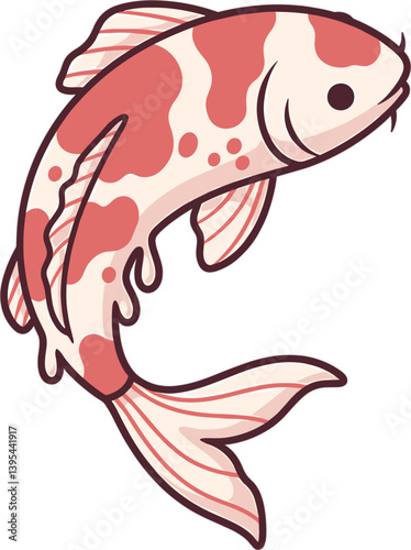 Koi Fish's Elegant Pattern: A single, exquisitely rendered koi fish gracefully swims through the water, its vibrant colors and flowing form a testament to the beauty of the aquatic world.