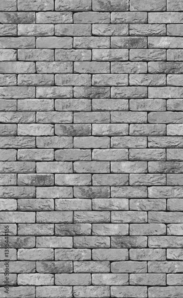 Wall of old gray brick. Vector illustration. Sketch for creativity.