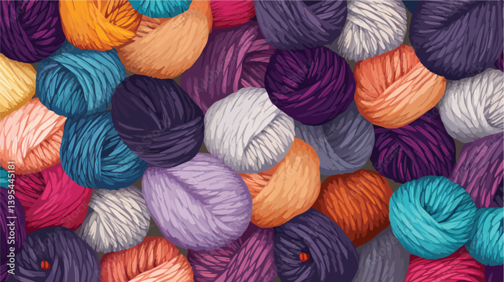 Professional Close-Up Vector Illustration of Various Knitting Yarn Textures Professional Close-Up Vector Illustration of Various Knitting Yarn Textures