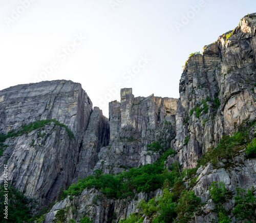 Obraz na płótnie A View to Pulpit Rock Cliff From Lysefjord Fjord in Sunny Summer Day, Stavanger, Norway, June 2018 w salonie