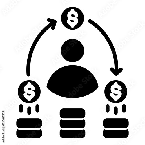 Financial independence icon with glyph style