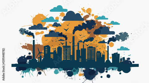 Vector Illustration of Pollution Design on White Background for Environmental Concept