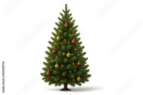 Obraz na płótnie Lush Green Christmas Tree Decorated with Red and Gold Ornaments w salonie